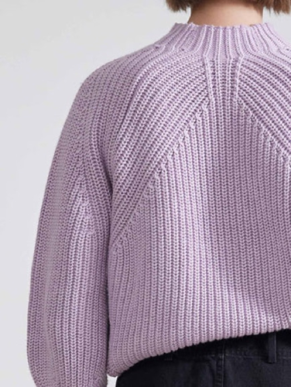 Apiece Apart Eco Nueva Merel Sweater in Sheer Lilac | cropped cotton sweater - Picture 2 of 5